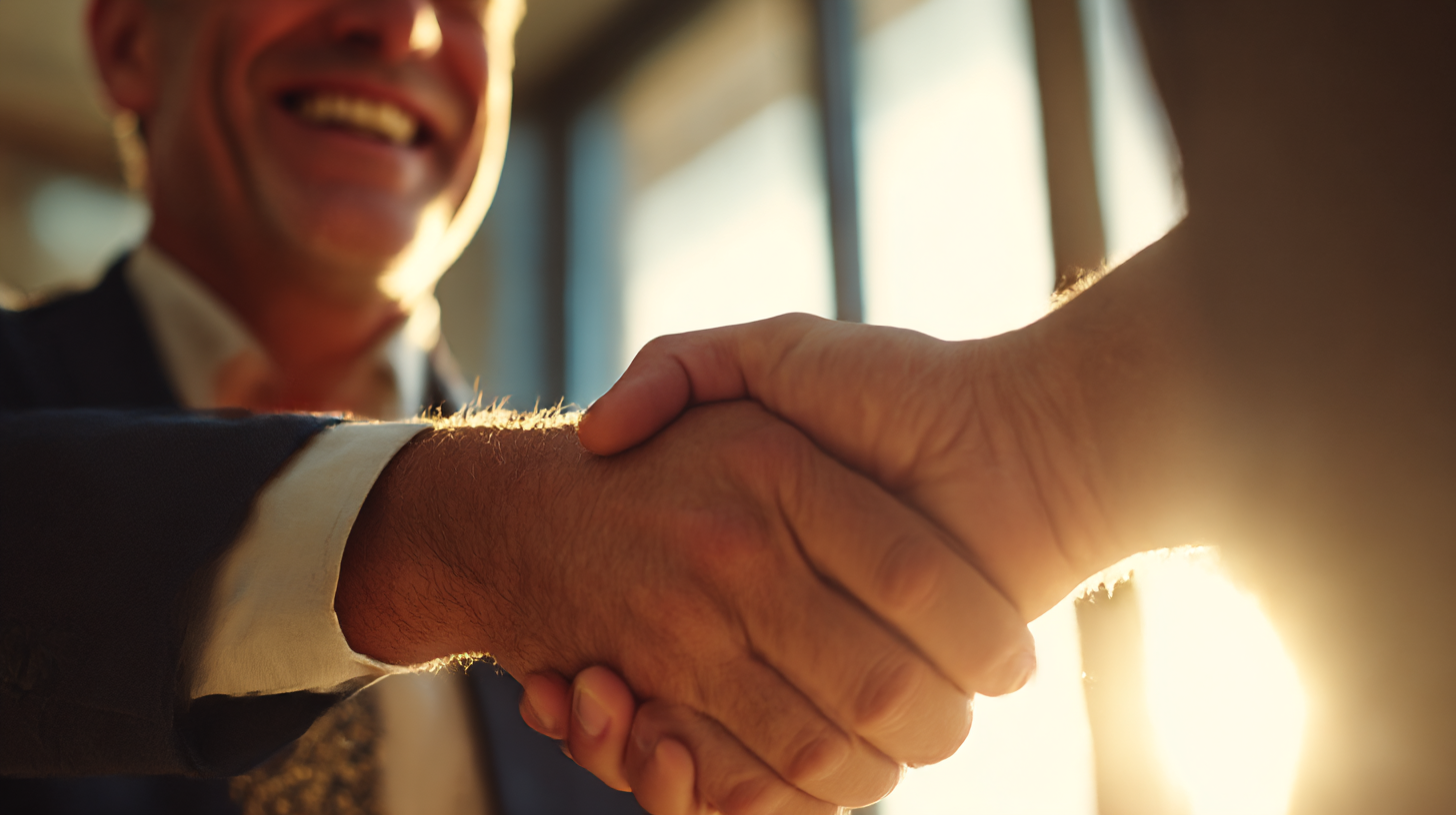 Lawyer shaking hands with client